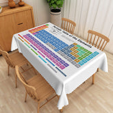 Aperturee Periodic Table of Elements Tablecloth on White, for Science Classroom Decor or Chemistry Themed Party